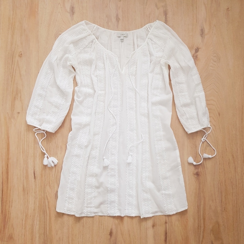 Jcrew White Lace Stripe Tunic